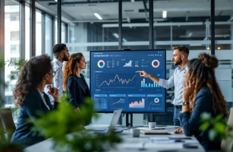 Team of digital marketing professionals at Kintech Solutions planning business growth strategies